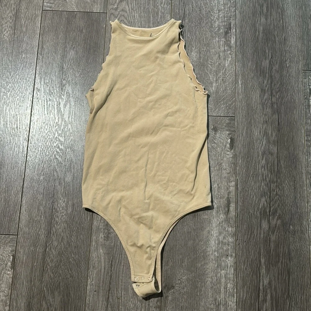 FREE PEOPLE Intimately Fp Feels Right Thong Bodysuit tan xs/s